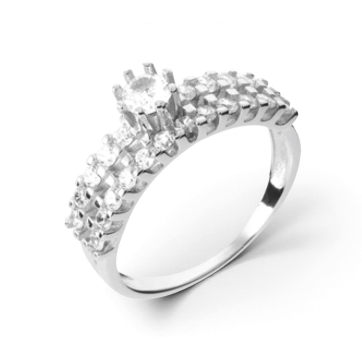 Bague Mémoire Majoa en argent 925 avec un anneau double serti de pierres scintillantes