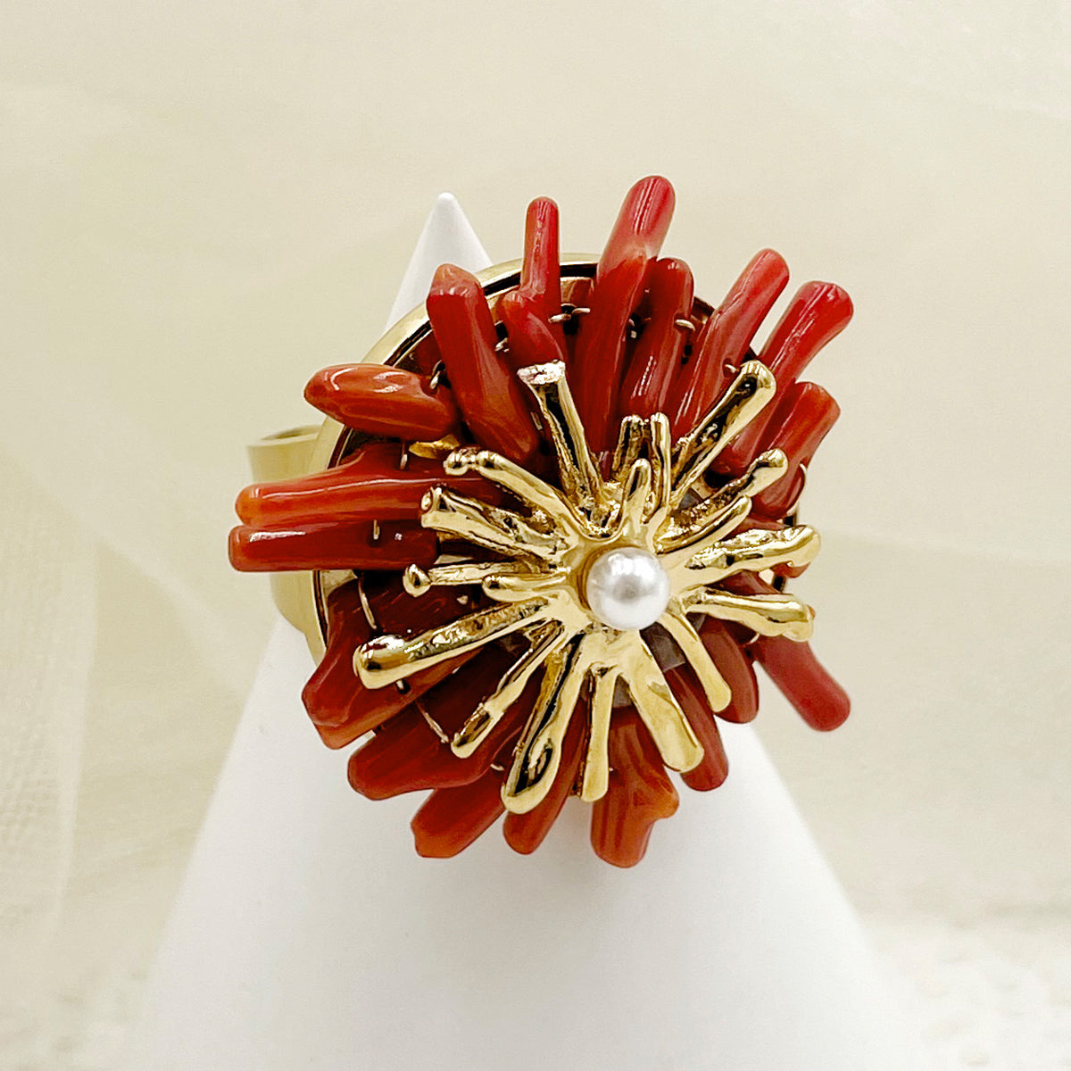 Bague Récif Corail Rouge