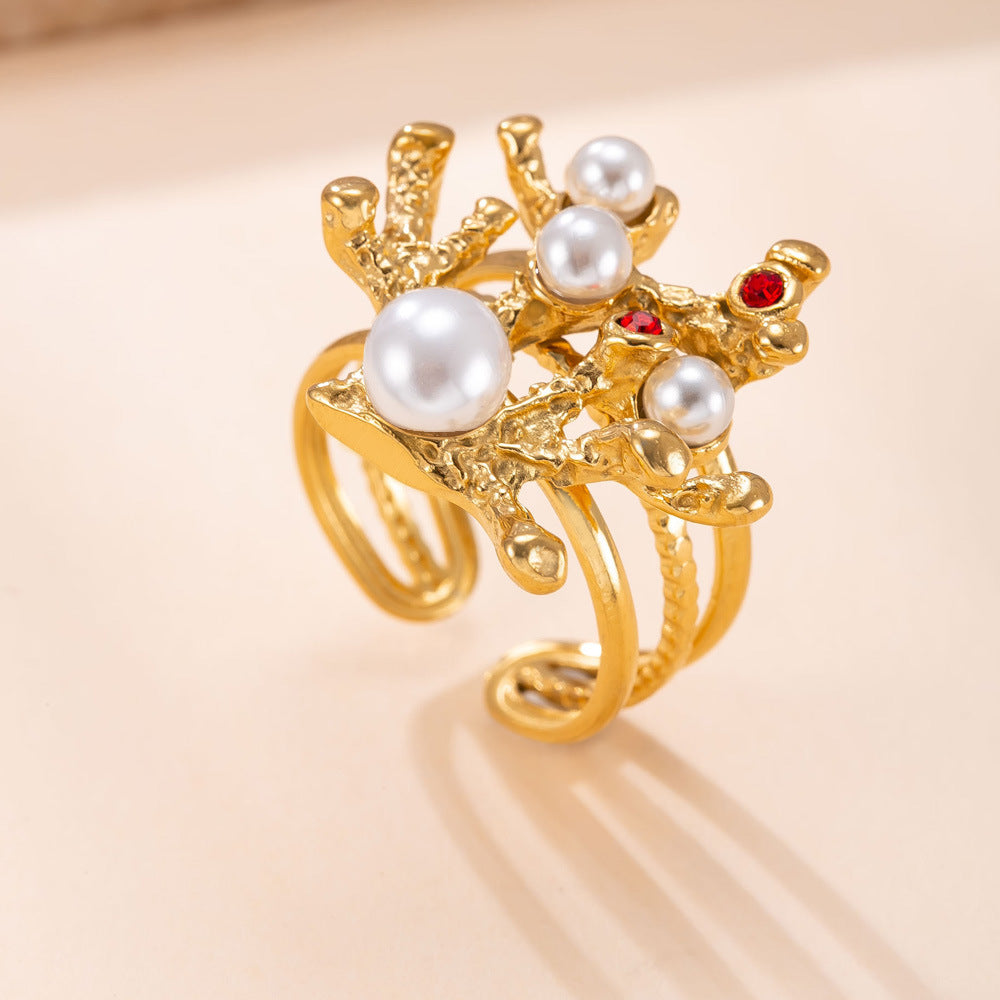 Bague Récif Corail Perles