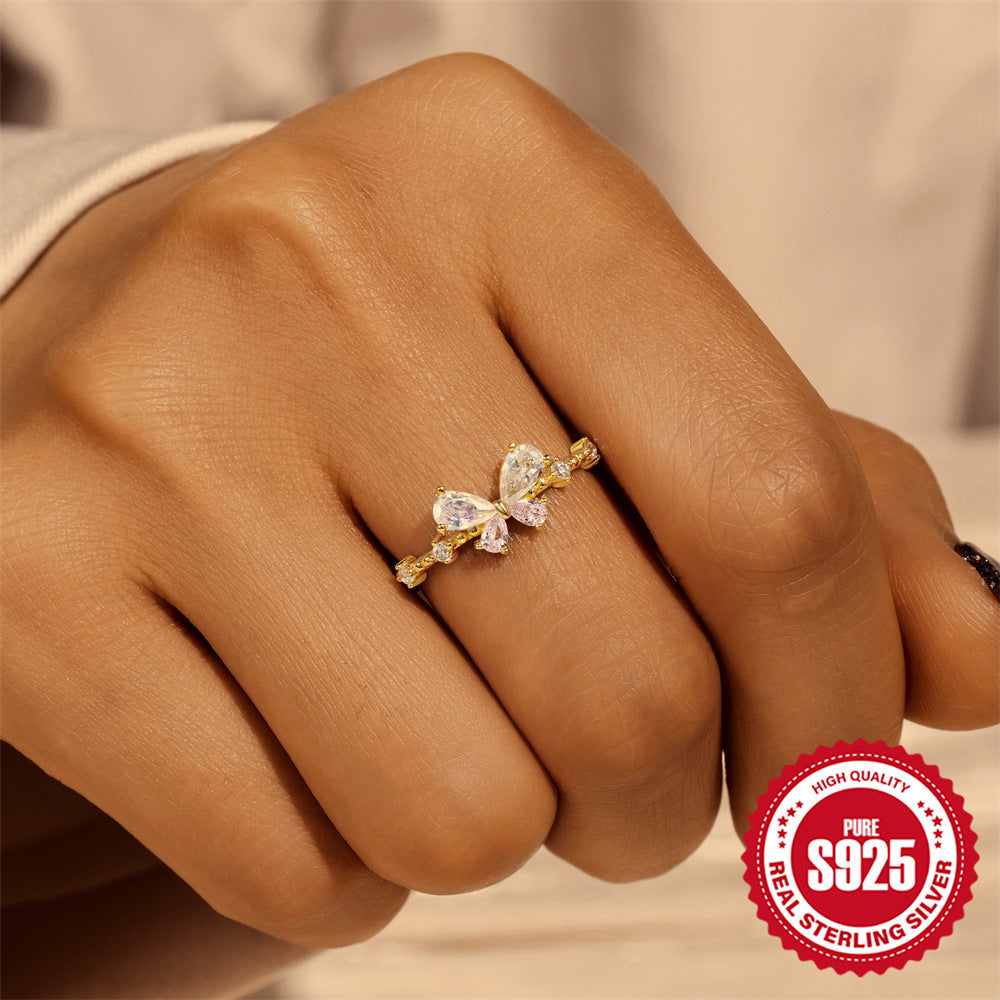 Bague papillon scintillante