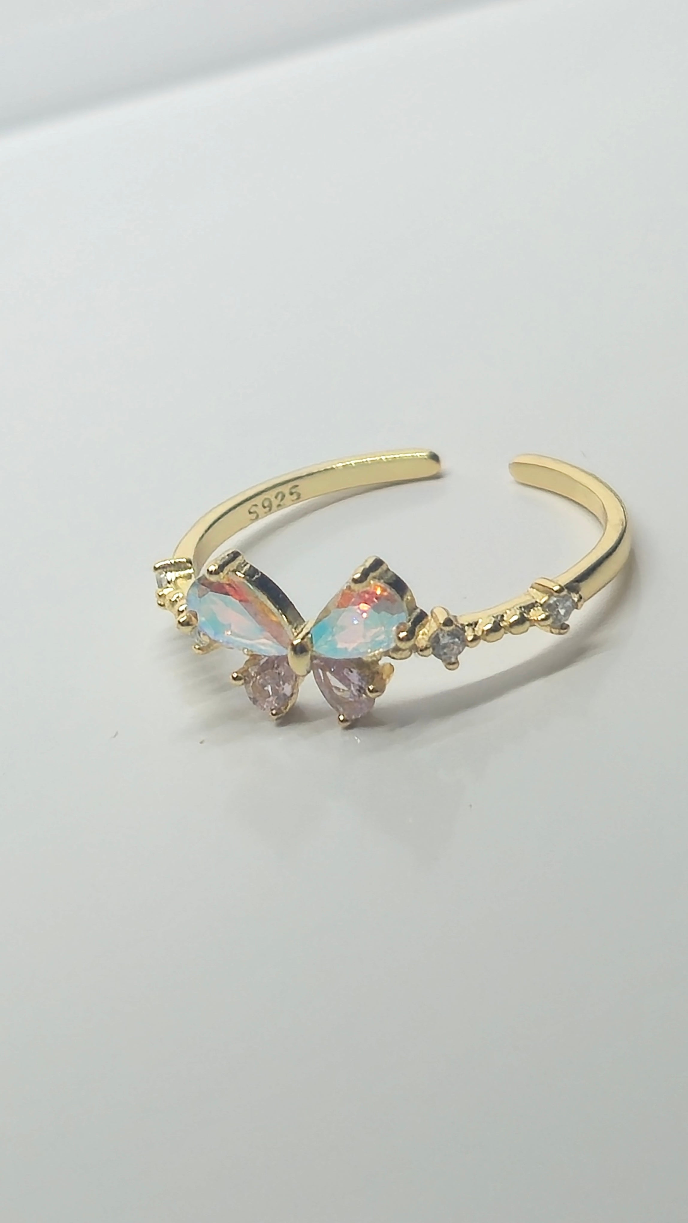 Bague papillon scintillante